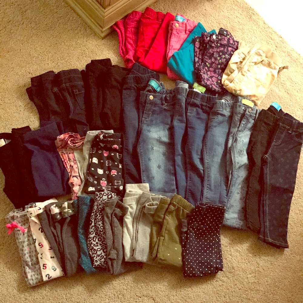2T girl pants lot bundle huge! 35 pieces! jean leg